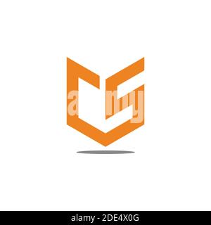 abstract letter cs simple geometric connected line logo vector Stock Vector