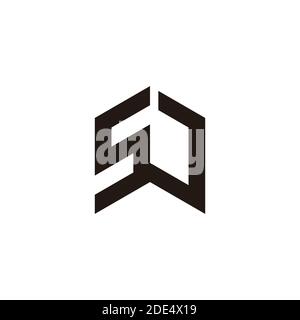 letter sj connected line geometric logo vector Stock Vector