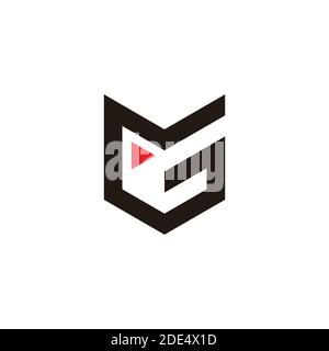 abstract letter mg triangle arrow geometric logo vector Stock Vector