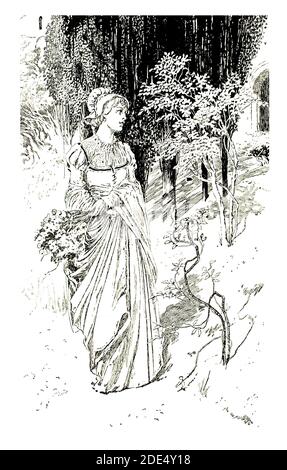 Legends from River and Mountain, line illustrations by T H Robinson from 1896 The Studio an Illustrated Magazine of Fine and Applied Art Stock Photo