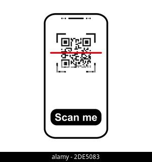 Mobil scan flat icon isolated on white background. QR code reader vector illustration . Stock Vector
