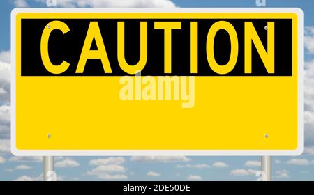 Blank yellow CAUTION sign Stock Photo