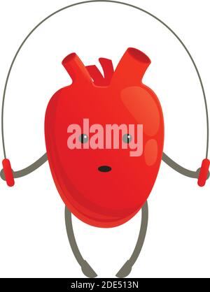 Healthy heart jumping rope icon. Cartoon of healthy heart jumping rope vector icon for web design isolated on white background Stock Vector