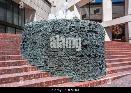 San Francisco, California, USA - July 14, 2014 : Fountain at the corner of Post Street and Stockton Street Stock Photo