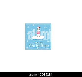 Penguin with Christmas gift - funny card Stock Vector