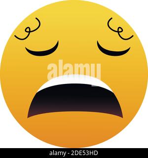 Emoji face. emoticon on a white background, A Vector Cute Cartoon Tired Face. Weary face Stock Vector