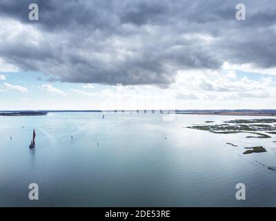 aerial view of the river Chelmer along the essex estuary in Maldon Stock Photo