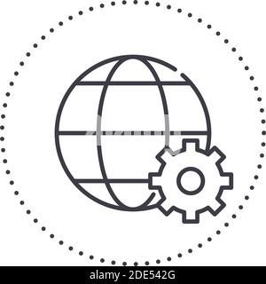 Global services icon, linear isolated illustration, thin line vector, web design sign, outline concept symbol with editable stroke on white background Stock Vector