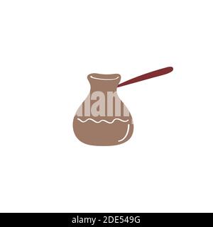 Turkish coffee pot. Cezve icon. Coffee maker sign. Vector doodle icon. Stock Vector