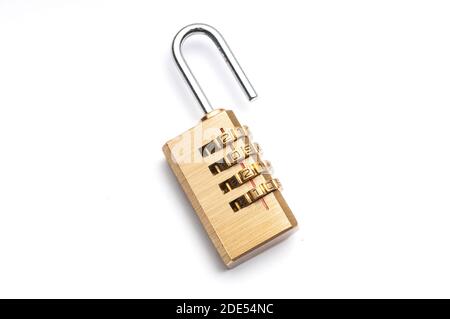 Padlock with number combination 2021 on white background Stock Photo