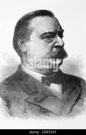 Stephen Grover Cleveland. 22nd & 24th President of the United States. 1837-1908. Antique illustration. 1884. Stock Photo