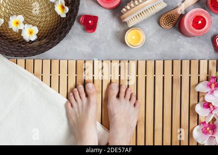 Beautiful female feet at spa salon on pedicure procedure Stock Photo - Alamy
