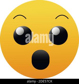 Wow emoji. Social media surprised, shocked face icon isolated on white background Stock Vector