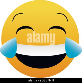 Cute Very Happy with Tears of Joy Emoticon on White Background . Isolated Vector Illustration. Stock Vector