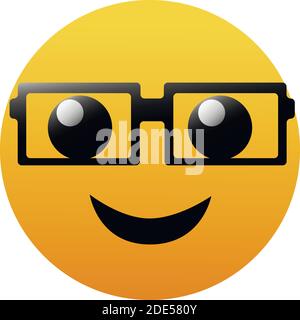 Cute smiling emoticon wearing eyeglasses, emoji, smiley - vector illustration Stock Vector