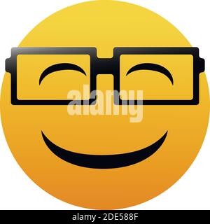 Cute smiling emoticon wearing eyeglasses, emoji, smiley - vector illustration Stock Vector