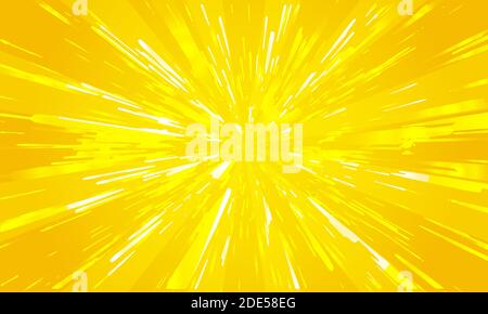 Abstract yellow comic zoom background. Acceleration cartoon super speed zoom. Vector illustration concept Stock Vector