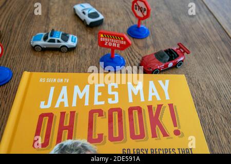 Durham, UK - 17 Nov 2020: James May Oh Cook cookery book. Top Gear car presenter come amateur chef, James learns on the go on the TV show Oh Cook, suc Stock Photo