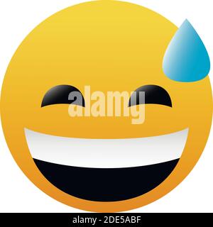 Smiling Face With open mouth and cold sweat Emoticon Emoji Sign Face for Social network and apps Stock Vector
