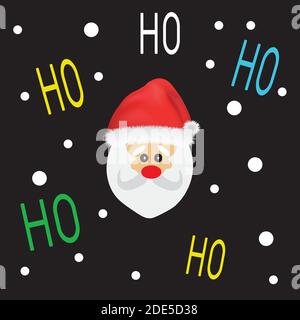 Santa Clause icon on black background, seamless pattern, vector Stock Vector