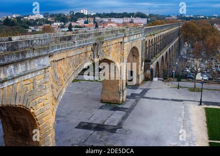 18th century Saint Clément Aqueduct in Montpellier, Herault, France Stock Photo