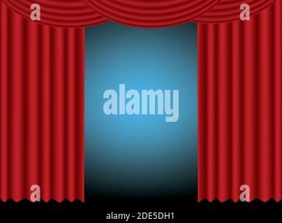 Stage with red curtain, vector illustration Stock Vector