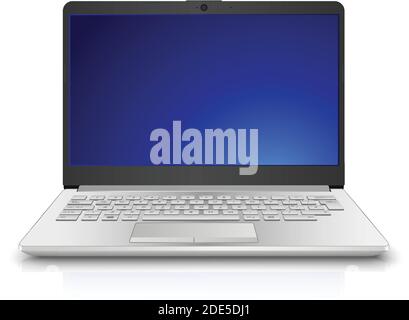 3d realistic vector laptop computer front view. Isolated on white background. Stock Vector