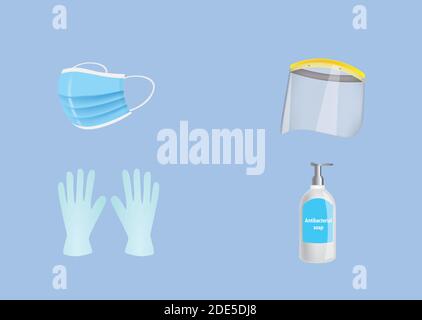 Epidemic  safety equipment set. vector illustration Stock Vector