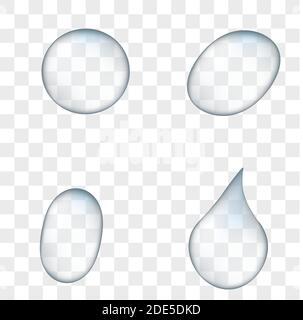 Transparent water drops set, realistic vector Stock Vector