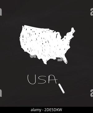 Usa map on blackboard, vector Stock Vector