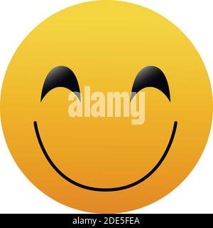 Smiling emoticon with happy eyes isolated Stock Vector