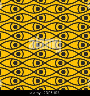 Fish or eyes abstract geometric pattern. Print with eyes Stock Vector
