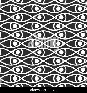 Fish or eyes abstract geometric pattern. Print with eyes Stock Vector