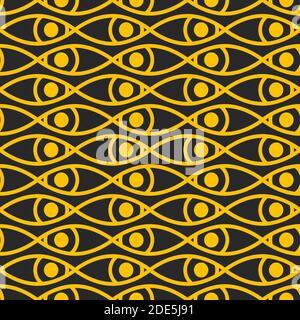 Fish or eyes abstract geometric pattern. Print with eyes Stock Vector