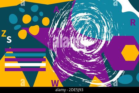 Chaotic banner with random abstract shapes Stock Vector