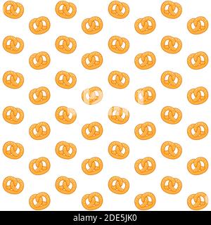 Seamless pretzel pattern on white background. Stock Vector