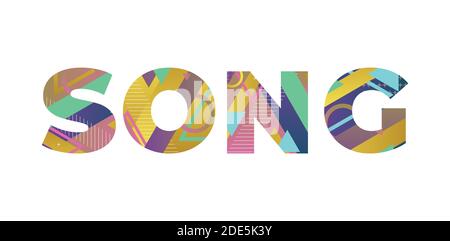 The word SONG concept written in colorful retro shapes and colors illustration. Stock Vector