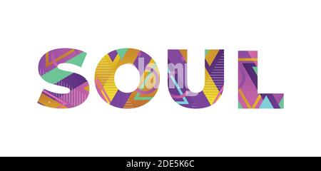 The word SOUL concept written in colorful retro shapes and colors illustration. Stock Vector
