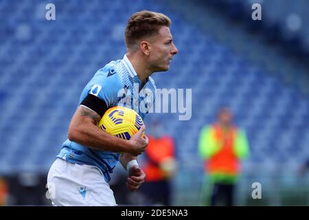 Ciro Immobile of Lazio celebrates after scoring 1-3 goal by penalty during the Italian championship Serie A football match between SS Lazio and Udinese Calcio on November 29, 2020 at Stadio Olimpico in Rome, Italy - Photo Federico Proietti / DPPI / LM Stock Photo