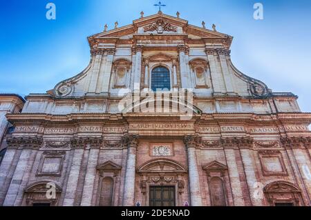 Facade of the Church of St. Ignatius of Loyola at Campus Martius, central Rome, Italy Stock Photo