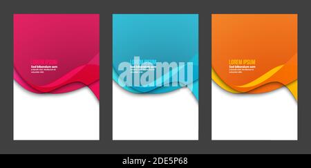 Abstract header blue pink orange wave vector design. Stock Vector