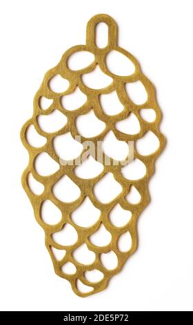 Golden Christmas Spruce Cone decoration isolated on white background Stock Photo