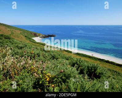 Cadythew Rock and Vault, or Bow, Beach, Gorran Haven, Cornwall. Stock Photo