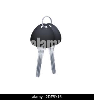 Couple metallic realistic keys with plastic handle. Vector illustration Stock Vector