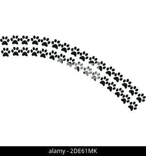 Blue paw in modern style on white background. Colorful line design. Animal cartoon. Fabric pattern. Footprint sign. Stock Vector