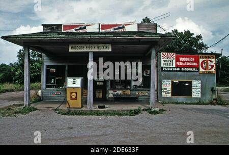 Historical 1970s Photo:   Du Quoin gas station ca.  July 1973 Stock Photo