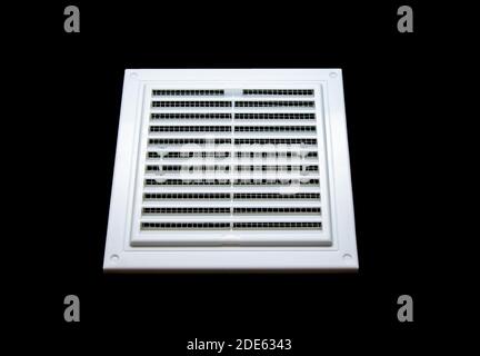New white square plastic ventilation grille on black background Stock Photo