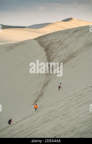 Tourist on the Dune of Pilat, France, Europe. Stock Photo