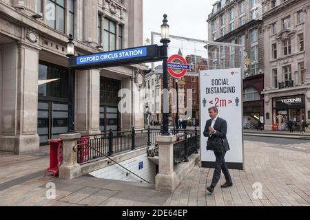 an empty Oxford Street, Central London, during the second Covid 19 national lockdown of 2020 Stock Photo
