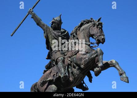 Statue of William the Conqueror - Guillaume-le-Conquérant, Falaise Stock Photo